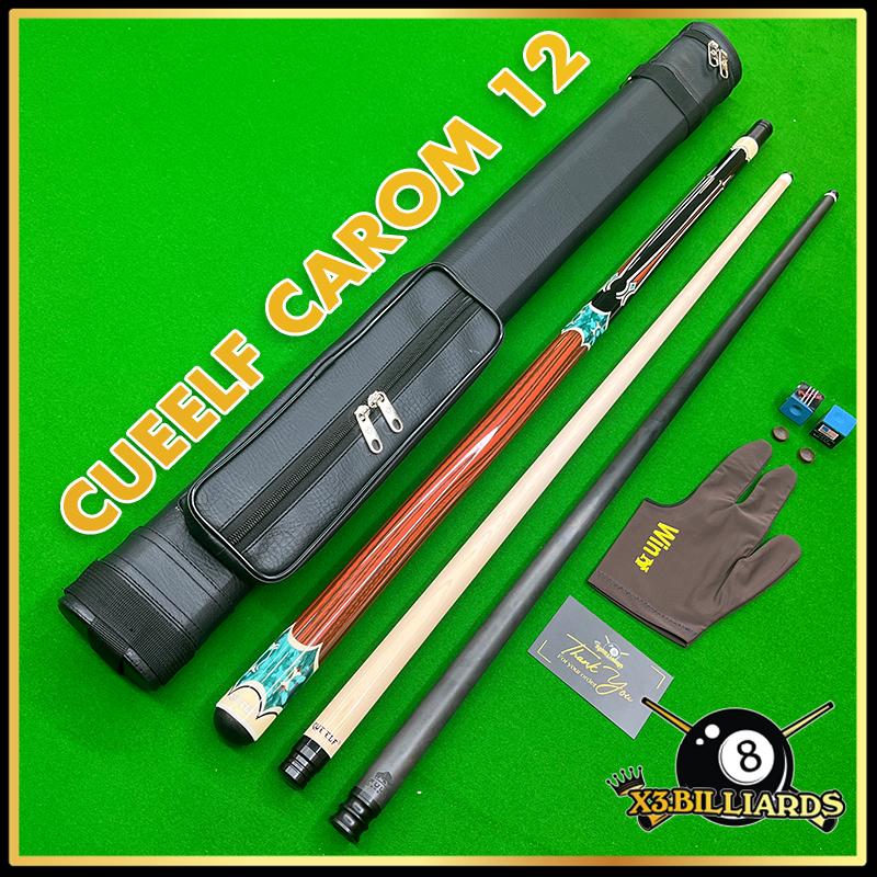 Cơ Bida CUEELF Carom 12 Ngọn Full Carbon RHINO (Pool Lỗ Libre 3C) Ren Radial Gậy Bi A 3 Băng Tặng Bao Da, Lơ FURY