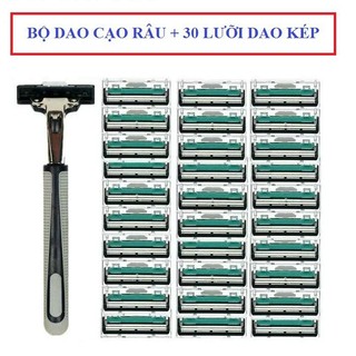 Dao cạo râu combo 30 lưỡi kép+ 1 lọ kem