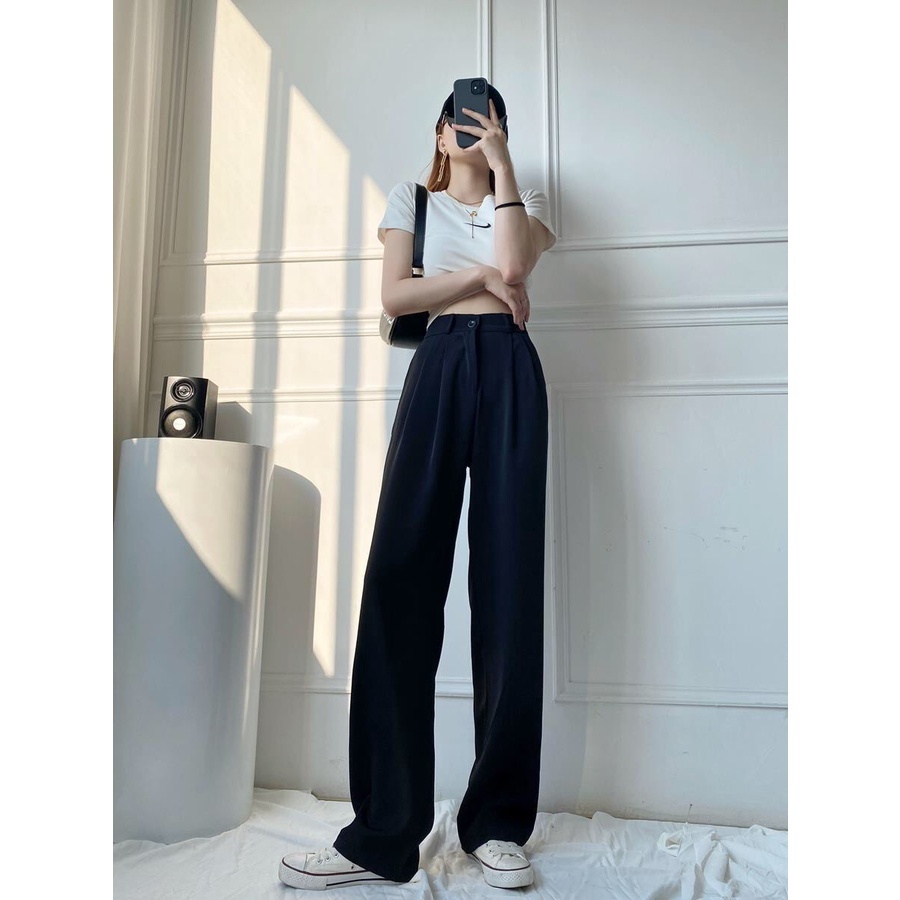 Quần ống rộng suông nữ cài cúc vải tuyết mưa cao cấp nhiều màu phong cách HÀN QUỐC | BigBuy360 - bigbuy360.vn