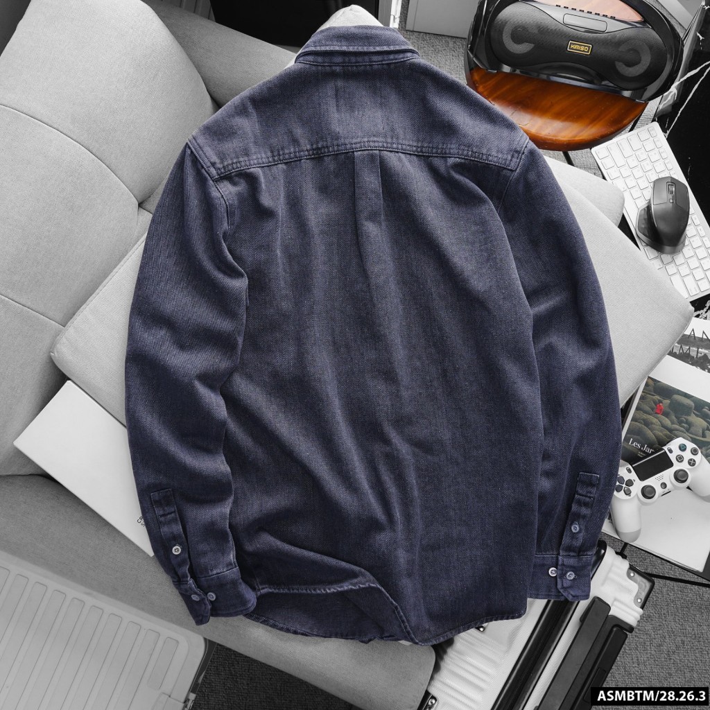 Áo Sơ Mi Denim Dài Tay Bentino, Form Slimfit, chất liệu denim co dãn mềm mịn, SD31 - Hàng VNXK