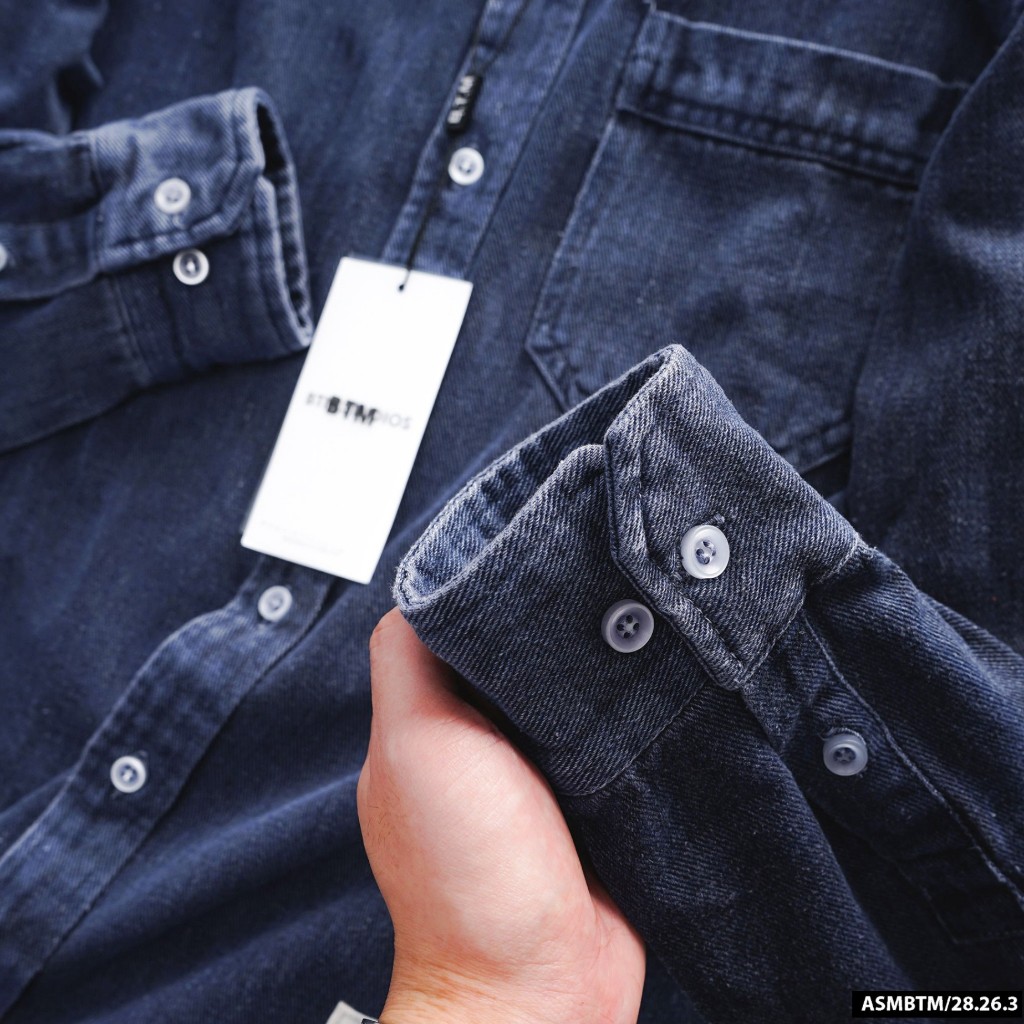 Áo Sơ Mi Denim Dài Tay Bentino, Form Slimfit, chất liệu denim co dãn mềm mịn, SD31 - Hàng VNXK