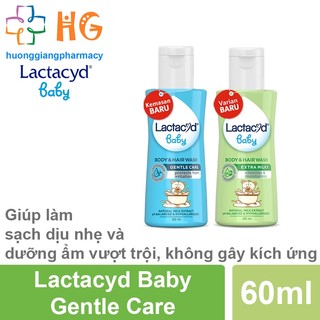 Sữa tắm rôm sảy cho bé Sữa tắm cho trẻ sơ sinh Lactacyd Baby Extra Milky Lactacyd Baby Gentle Care Chai 60ml