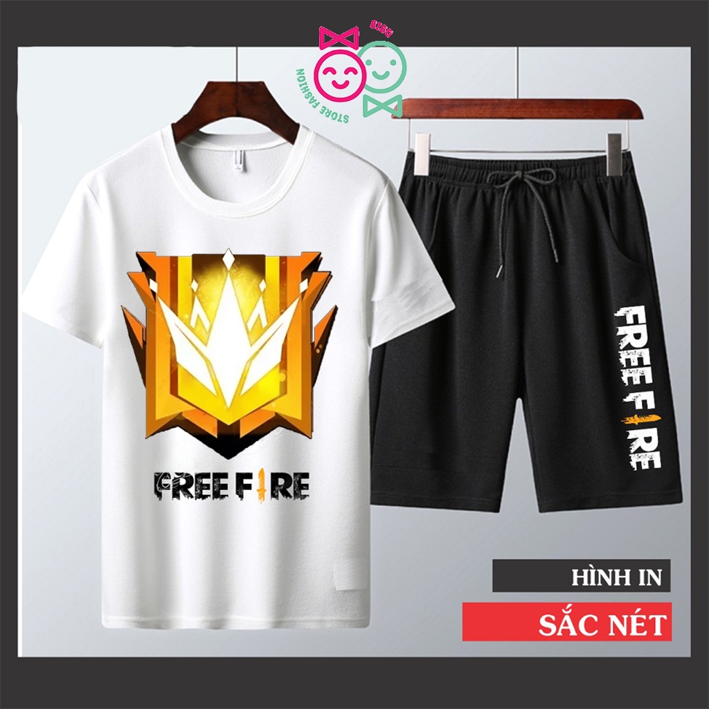 [ Bibo Store Fashion ] Bộ Quần Áo Free Fire Màu Đen Logo Rank Huyền Thoại Cực Chất0