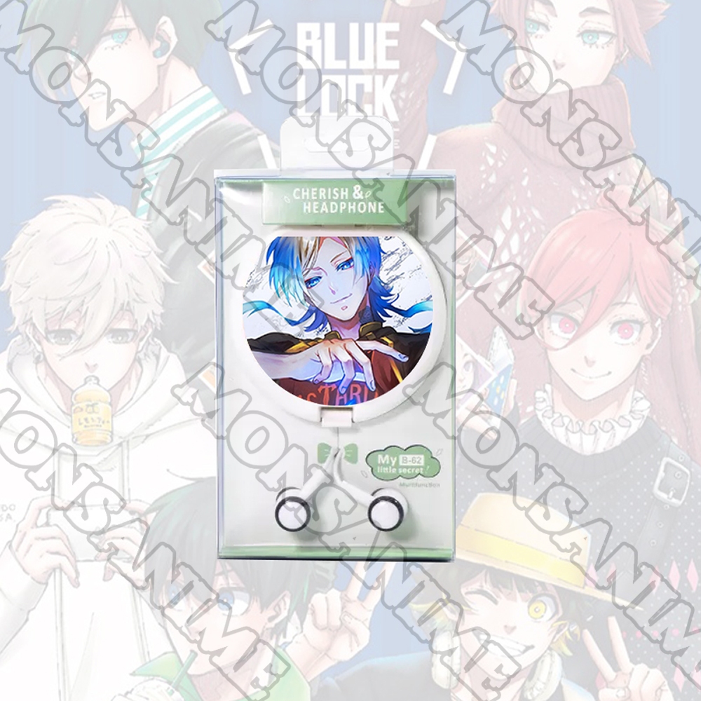 Tai nghe hộp tròn IN HÌNH nhân vật BLUE LOCK ver FACE chibi anime nghe nhạc tiện lợi