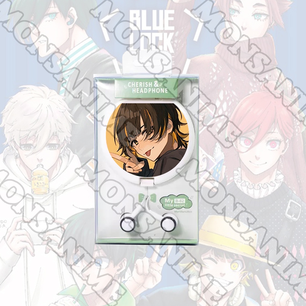 Tai nghe hộp tròn IN HÌNH nhân vật BLUE LOCK ver FACE chibi anime nghe nhạc tiện lợi