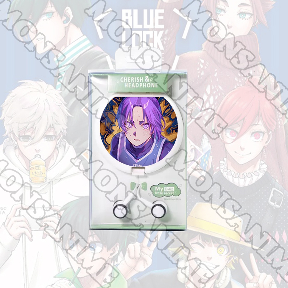Tai nghe hộp tròn IN HÌNH nhân vật BLUE LOCK ver FACE chibi anime nghe nhạc tiện lợi