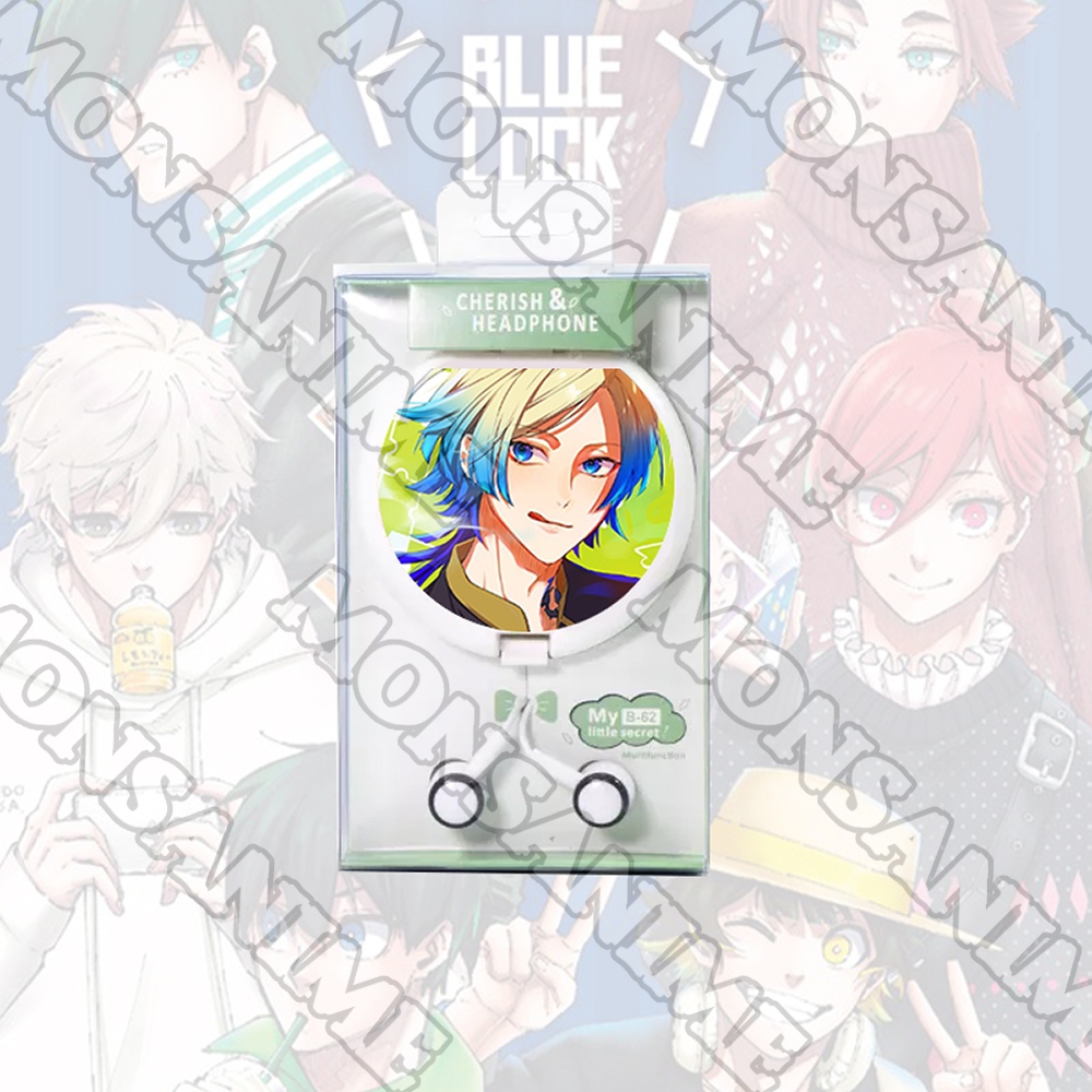 Tai nghe hộp tròn IN HÌNH nhân vật BLUE LOCK ver FACE chibi anime nghe nhạc tiện lợi