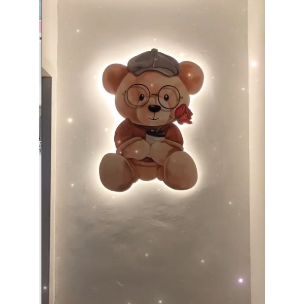 Tranh Tráng Gương Gấu Teddy Có Đèn Led Điều Khiển Từ Xa Trang Trí Phòng Làm Quà Tặng C43