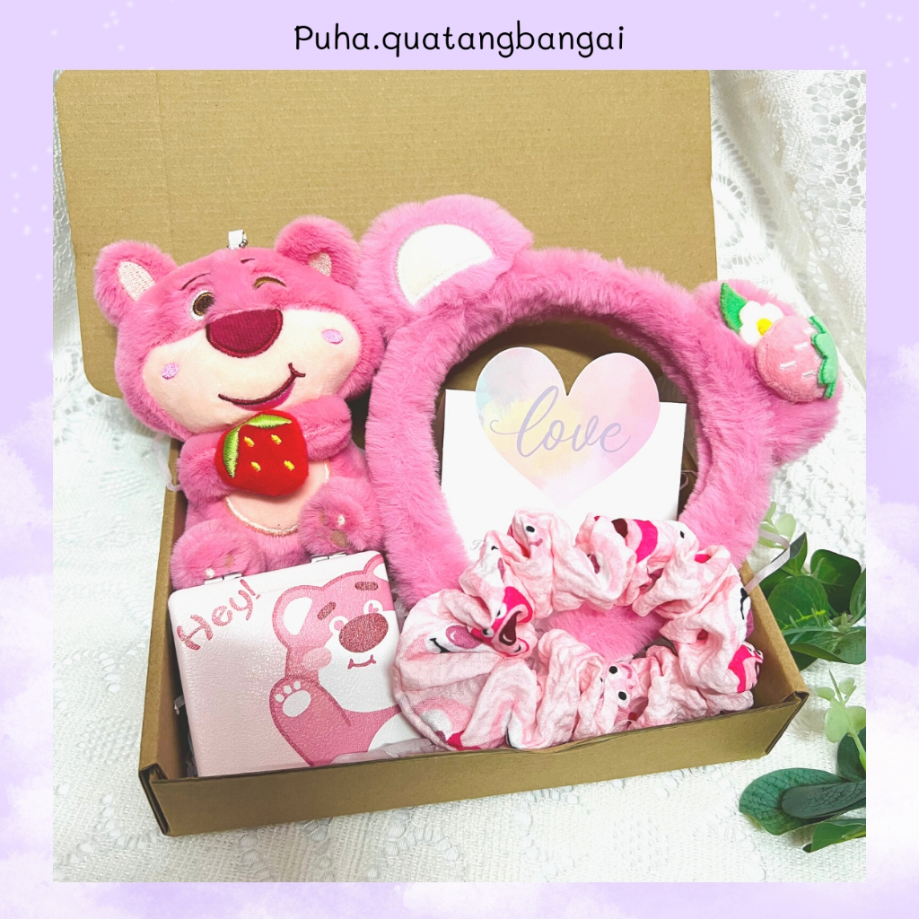 Quà tặng sinh nhật bạn gái, combo hộp quà sinh nhật học sinh 8 món theo tông màu hồng dễ thương