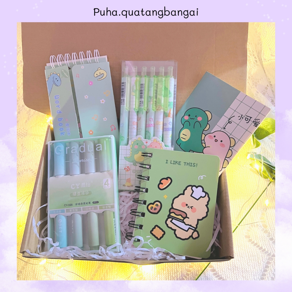 Quà tặng sinh nhật bạn gái, combo hộp quà sinh nhật học sinh 8 món theo tông màu hồng dễ thương