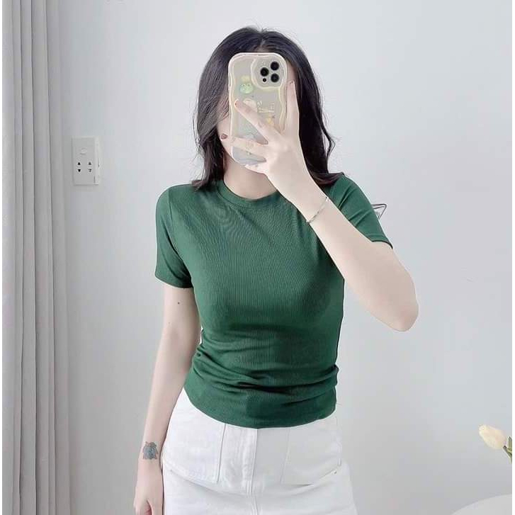 Áo thun gân nữ from đẹp chất thun mềm mịn co dãn thoáng mát, Áo phông nữ mã