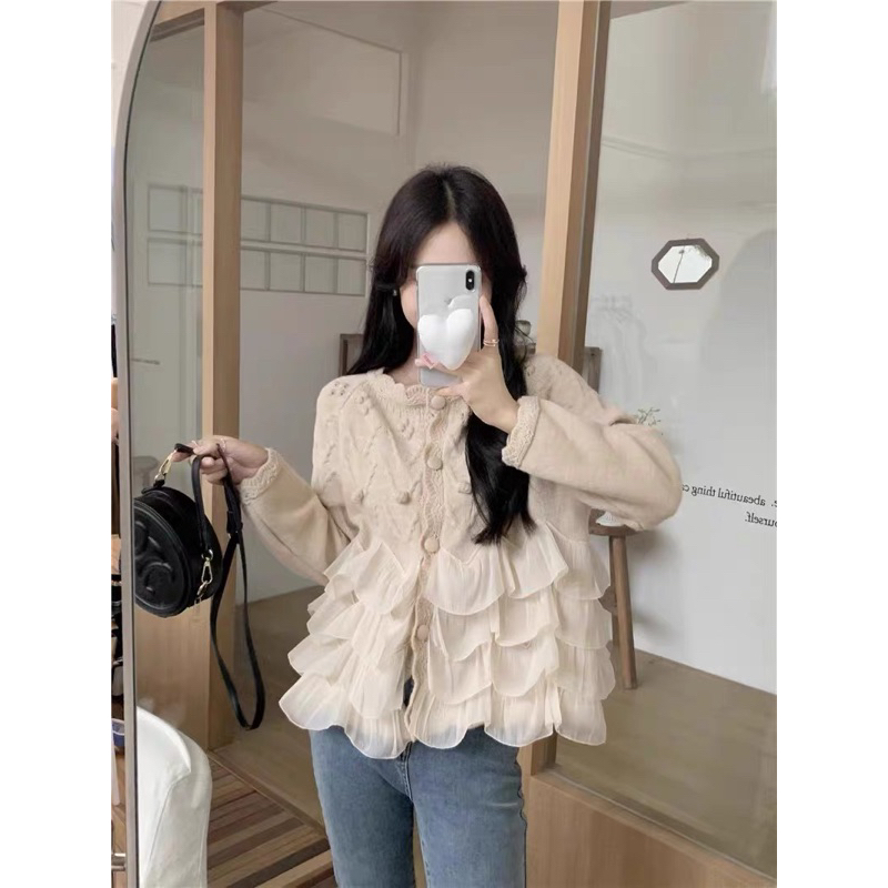 Set Áo Len Phối Tầng Chân Váy Voan