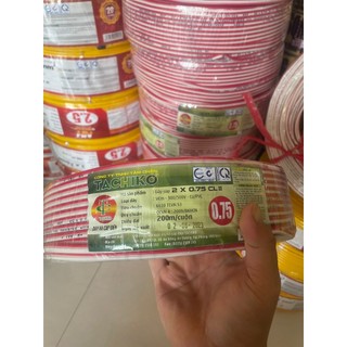 Dây điện súp đôi đỏ trắng tachiko cuộn 200m dây điện lõi đồng 2x0.75 -kmb