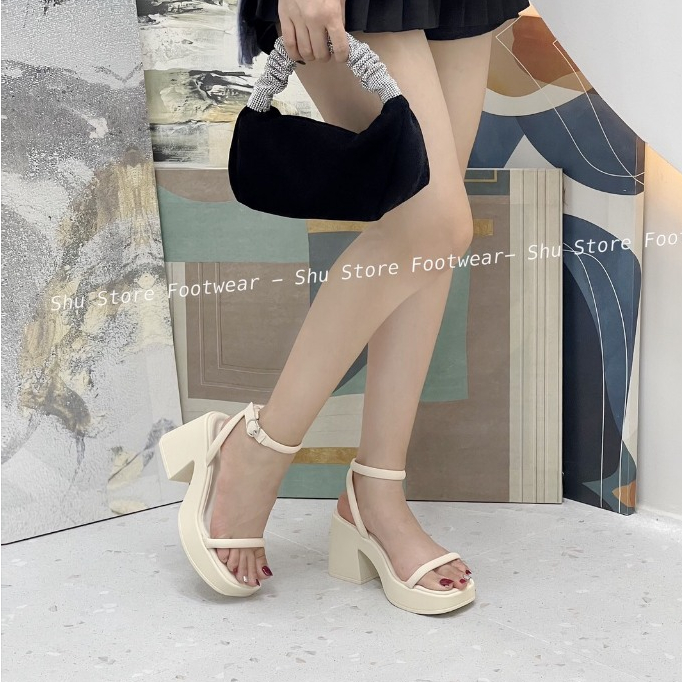 Xăng đan nữ - Xăng đan gót vuông quai mãnh đế cao 9cm thời trang nữ xinh xắn cho nàng Shu Store