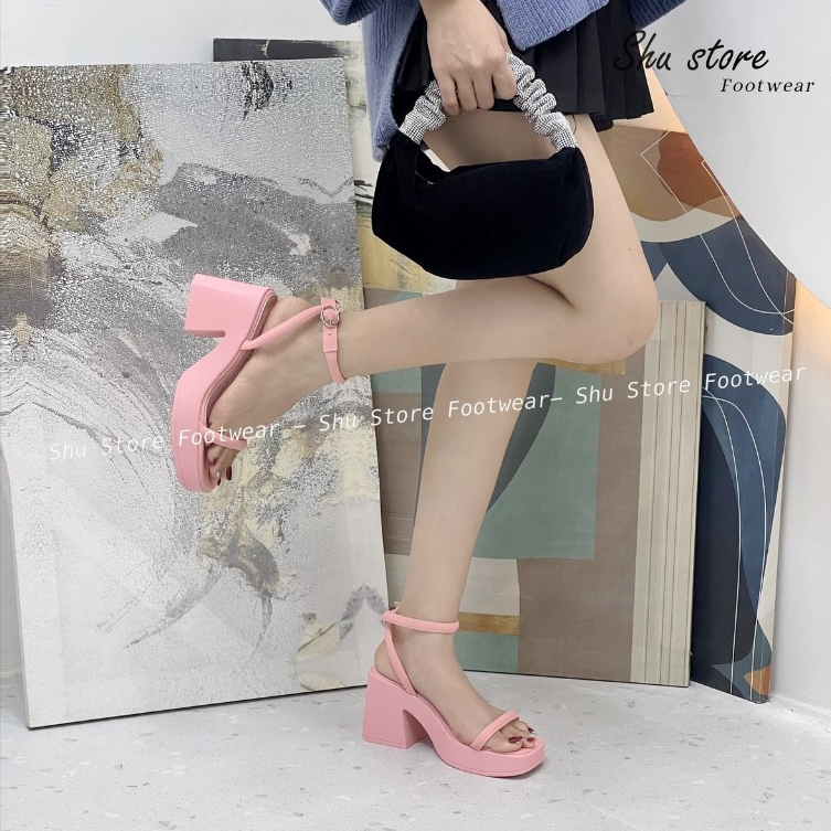 Xăng đan nữ - Xăng đan gót vuông quai mãnh đế cao 9cm thời trang nữ xinh xắn cho nàng Shu Store
