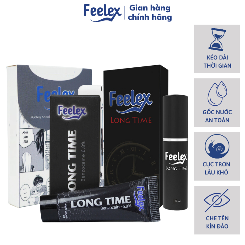 Gel bôi trơn Feelex Long Time hỗ trợ kéo dài thời gian quan hệ cho nam giới, tiện lợi, lành tính, tác dụng nhanh chóng