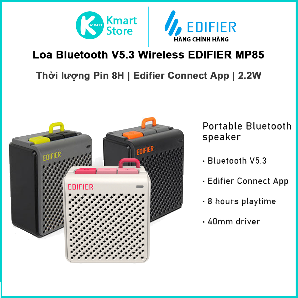 Loa Bluetooth V5.3 Wireless EDIFIER MP85 | Thời lượng pin 8H | Edifier Connect App - Hàng Chính Hãng