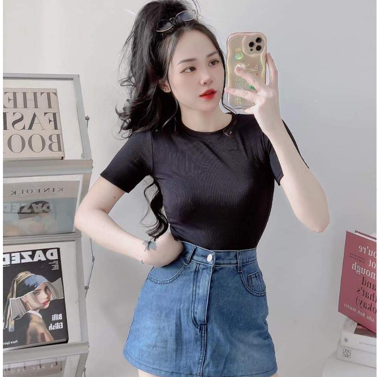 Áo thun gân nữ from xinh chất thun gân mềm mịn co dãn 4 chiều, Áo thun nữ mã ATYS - 102