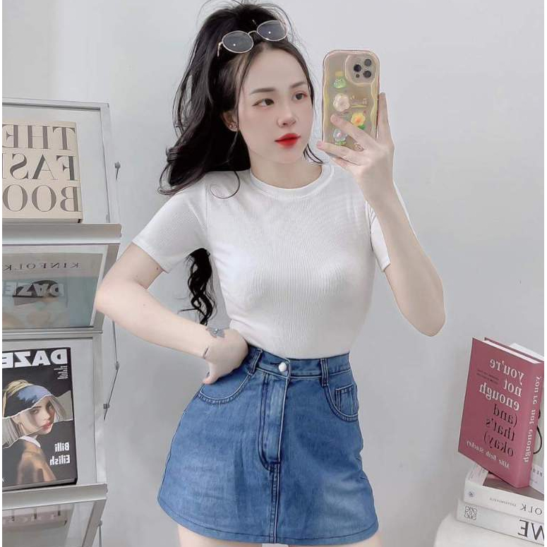 Áo thun gân nữ from xinh chất thun gân mềm mịn co dãn 4 chiều, Áo thun nữ mã ATYS - 102