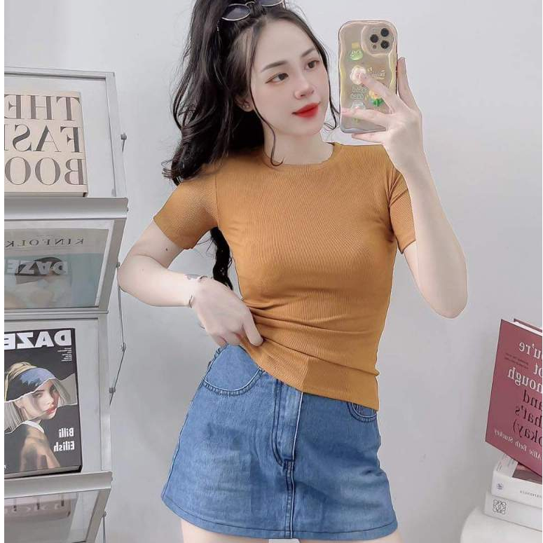 Áo thun gân nữ from xinh chất thun gân mềm mịn co dãn 4 chiều, Áo thun nữ mã ATYS - 102