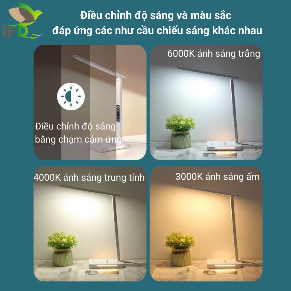 Đèn Bàn Học AIFANDA Chông Cận Kết Hợp Sạc Không Dây Màn Hình LCD- Dùng Học Tập, Làm Việc| HÀNG CHÍNH HÃNG BH 12 THÁNG