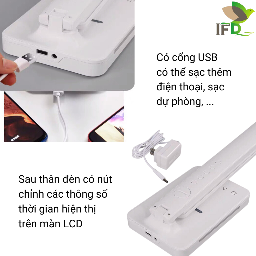 Đèn Bàn Học AIFANDA Chông Cận Kết Hợp Sạc Không Dây Màn Hình LCD- Dùng Học Tập, Làm Việc| HÀNG CHÍNH HÃNG BH 12 THÁNG