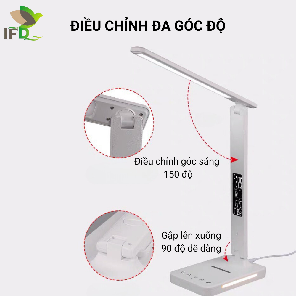 Đèn Bàn Học AIFANDA Chông Cận Kết Hợp Sạc Không Dây Màn Hình LCD- Dùng Học Tập, Làm Việc| HÀNG CHÍNH HÃNG BH 12 THÁNG