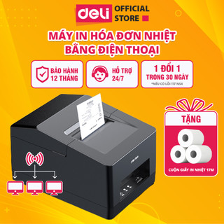 Máy In Hóa Đơn Deli Khổ Giấy K57mm - Kết Nối USB, Máy Tính, In Bill Nhiệt In Phiếu Gửi, Logo, Tem Bán Hàng Tiện Lợi