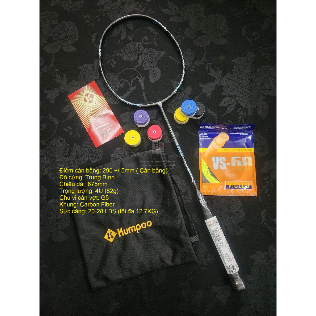 Vợt cầu lông KUMPOO K520Pro, K520S, PC-99Pro, SAKURA kèm lưới + QC