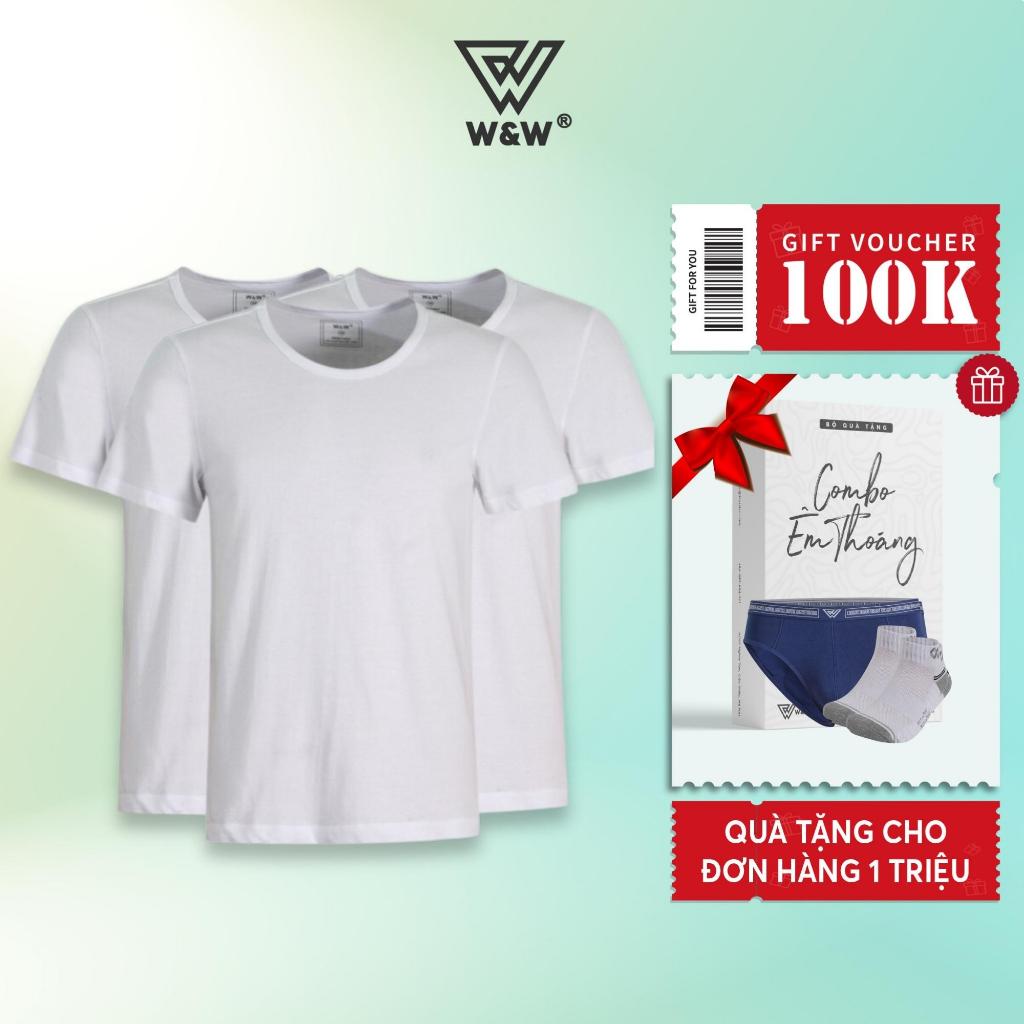 Áo Lót Nam Cotton W&W Áo Thun Trắng Cộc Tay Chất Liệu Cotton Thoáng Mát, Thấm Hút Mồ Hôi UNDERSHIRT02