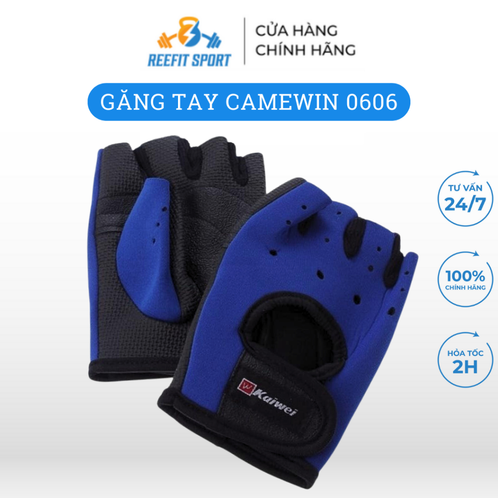 Găng tay tập gym Camewin 0606 xanh đen Reefit sport