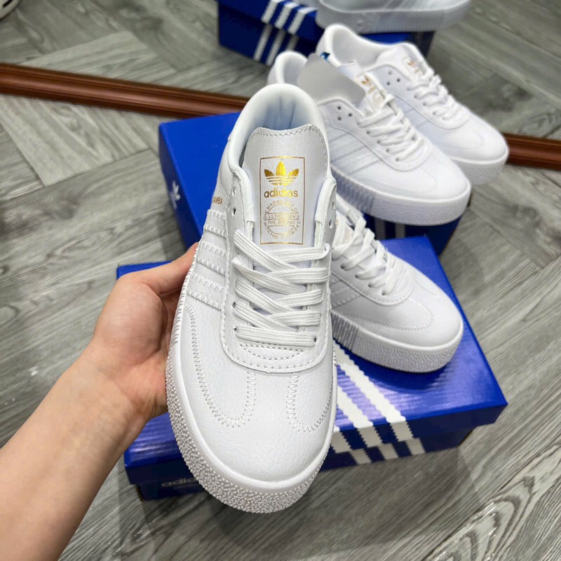 Giày sneaker _adidas Samba ĐẾ CAO rose ‘Cloud White’Full box, Giày adidas samba trắng đen đế nâu cao nam nữ