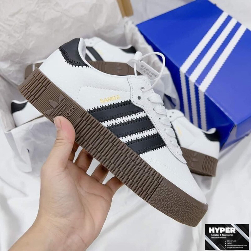 Giày sneaker _adidas Samba ĐẾ CAO rose ‘Cloud White’Full box, Giày adidas samba trắng đen đế nâu cao nam nữ