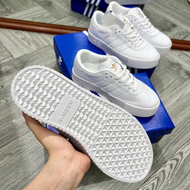 Giày sneaker _adidas Samba ĐẾ CAO rose ‘Cloud White’Full box, Giày adidas samba trắng đen đế nâu cao nam nữ
