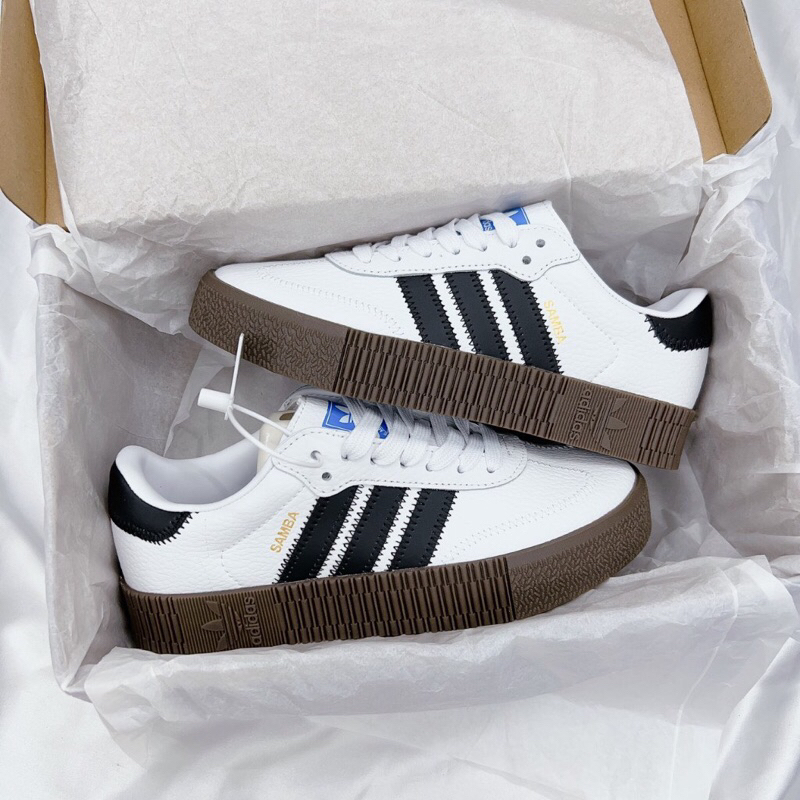 Giày sneaker _adidas Samba ĐẾ CAO rose ‘Cloud White’Full box, Giày adidas samba trắng đen đế nâu cao nam nữ
