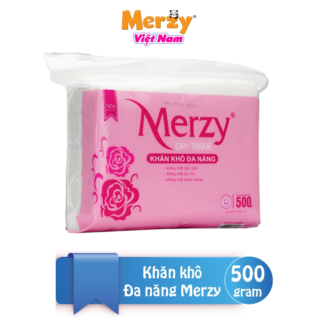 Khăn khô đa năng cho bé Merzy diệt khuẩn tia cực tím dùng thay khăn sữa cho bé 500 Gram Kích Thước 14x19 Cm