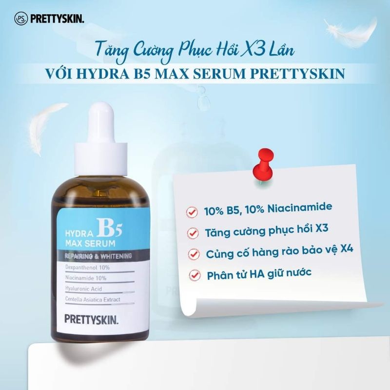Tinh Chất Phục Hồi Da HYDRA MAX SERUM B5 PRETTYSKIN, Giúp Dưỡng Trắng, Phục Hồi Da,ngăn ngừa mụn se khít lỗ chân lông