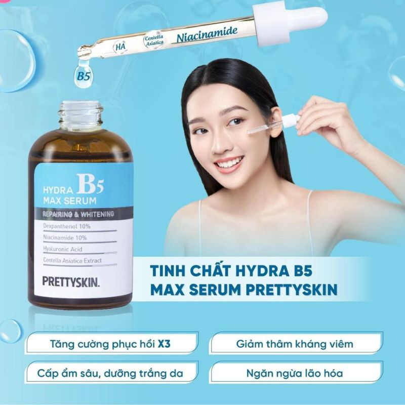 Tinh Chất Phục Hồi Da HYDRA MAX SERUM B5 PRETTYSKIN, Giúp Dưỡng Trắng, Phục Hồi Da,ngăn ngừa mụn se khít lỗ chân lông