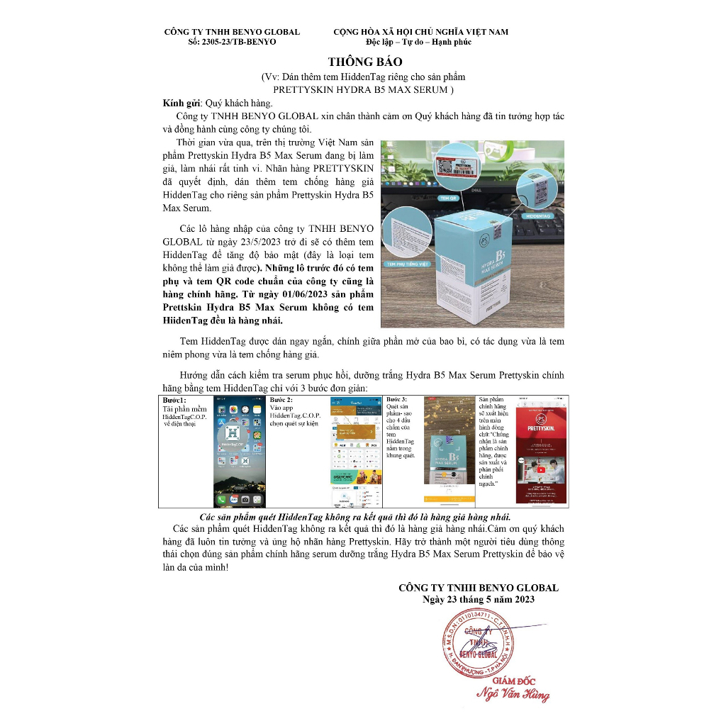 Tinh Chất Phục Hồi Da HYDRA MAX SERUM B5 PRETTYSKIN, Giúp Dưỡng Trắng, Phục Hồi Da,ngăn ngừa mụn se khít lỗ chân lông