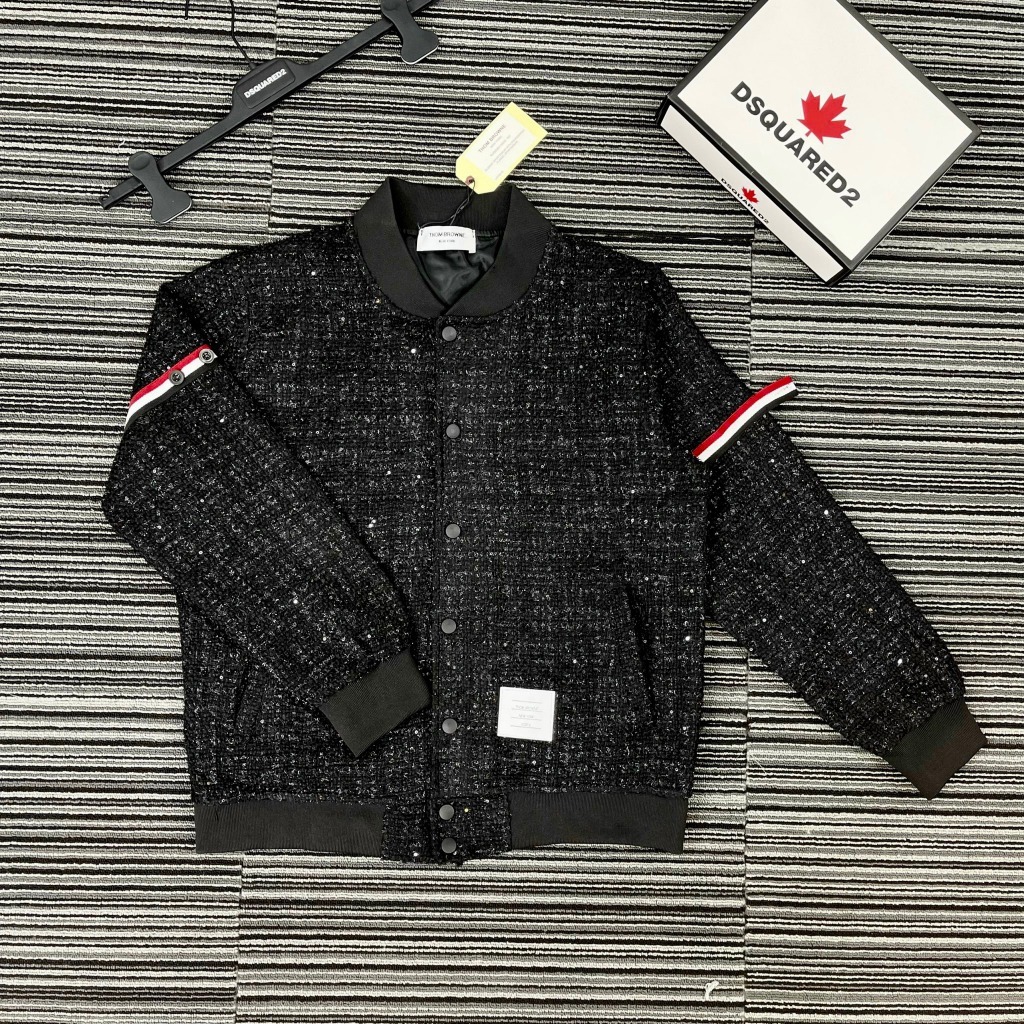 Áo teddy bomber kim tuyến phối viền da cao cấp chống bong chuẩn hàng tàu