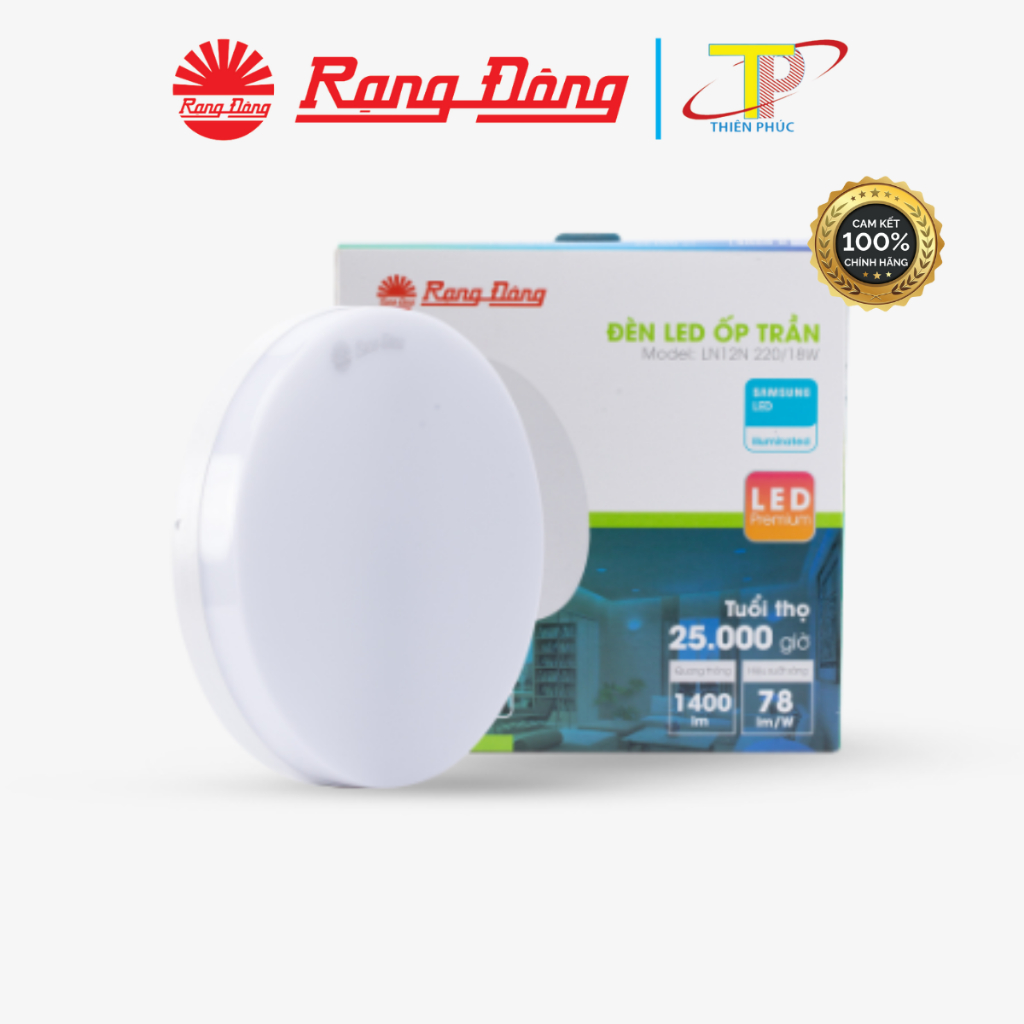 Đèn LED ốp trần đổi màu Rạng Đông model LN12N Đế Nhựa 12W/18W/24W
