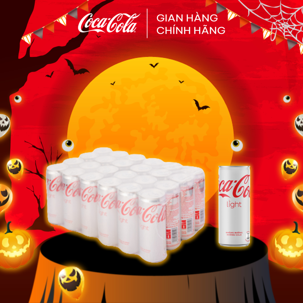 [GROFFWC -10% max 30k đơn 170k] Lốc 24 Lon Nước Giải Khát Không Đường Coca-Cola Light Lon 320ml