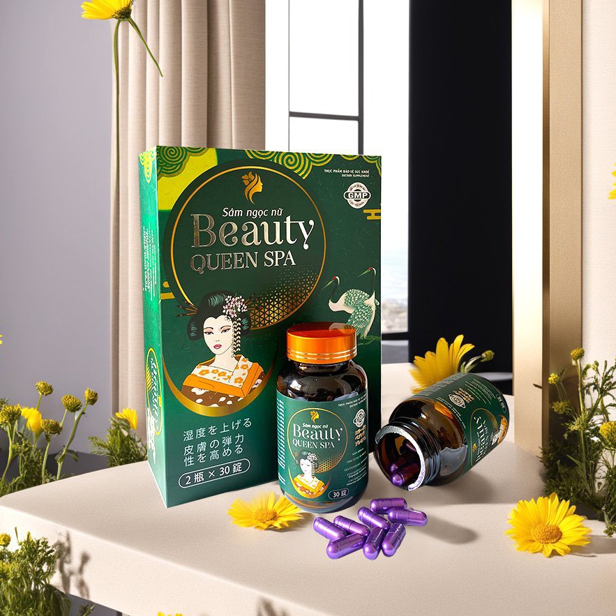 Hộp 2 lọ x 30 viên Sâm Ngọc Nữ Beauty Queen Spa  giúp đẹp sáng da, tăng nội tiết tố nữ - 2 lọ x 30 viên