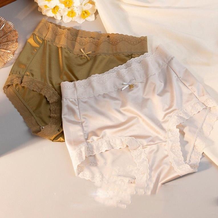 Combo 5 quần lót nữ lụa satin viền sóng cạp cao chất mát lạnh siêu phẩm