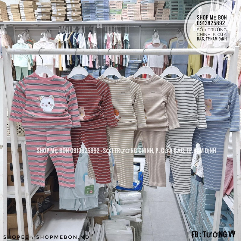 Bộ Dài Tay Jinro Tăm Modal Mềm Phối Kẻ Cho Bé 9m-4y