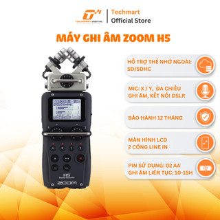 Máy ghi âm Zoom H5, hỗ trợ thẻ nhớ ngoài /SD/SDHC, ghi âm đa chiều, cổng Line in 02 | TECHMART