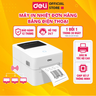 Máy In Nhiệt Deli Cao Cấp Khổ A6 A7 In Bằng Điện Thoại - In Đơn Hàng, Tem Mã Vạch, Hóa Đơn, Minicode Bảo Hành 12 Tháng