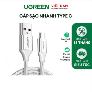 Cáp sạc usb 2.0 a sang type c ugreen us288 | dòng sạc 3a 15w 18w | bảo hành 1 đổi 1 18 tháng | 60225 60114 60115 60116 6