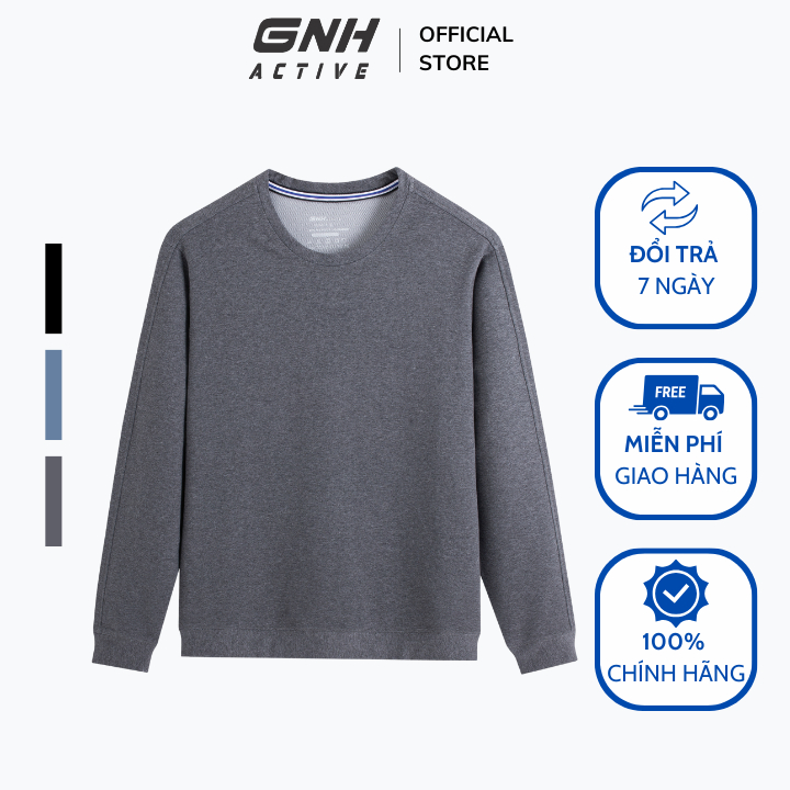 Áo nỉ nam thu đông tay dài GNH Active Áo dài tay nam chất nỉ dày dặn rộng rãi vận động thể thao thoải mái | GNH ASN23037