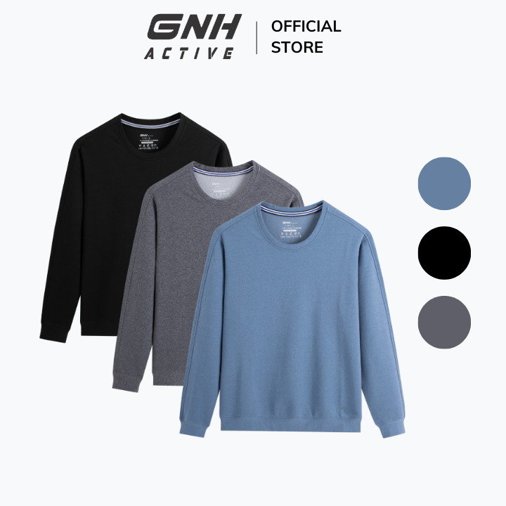 Áo nỉ nam thu đông tay dài GNH Active Áo dài tay nam chất nỉ dày dặn rộng rãi vận động thể thao thoải mái | GNH ASN23037